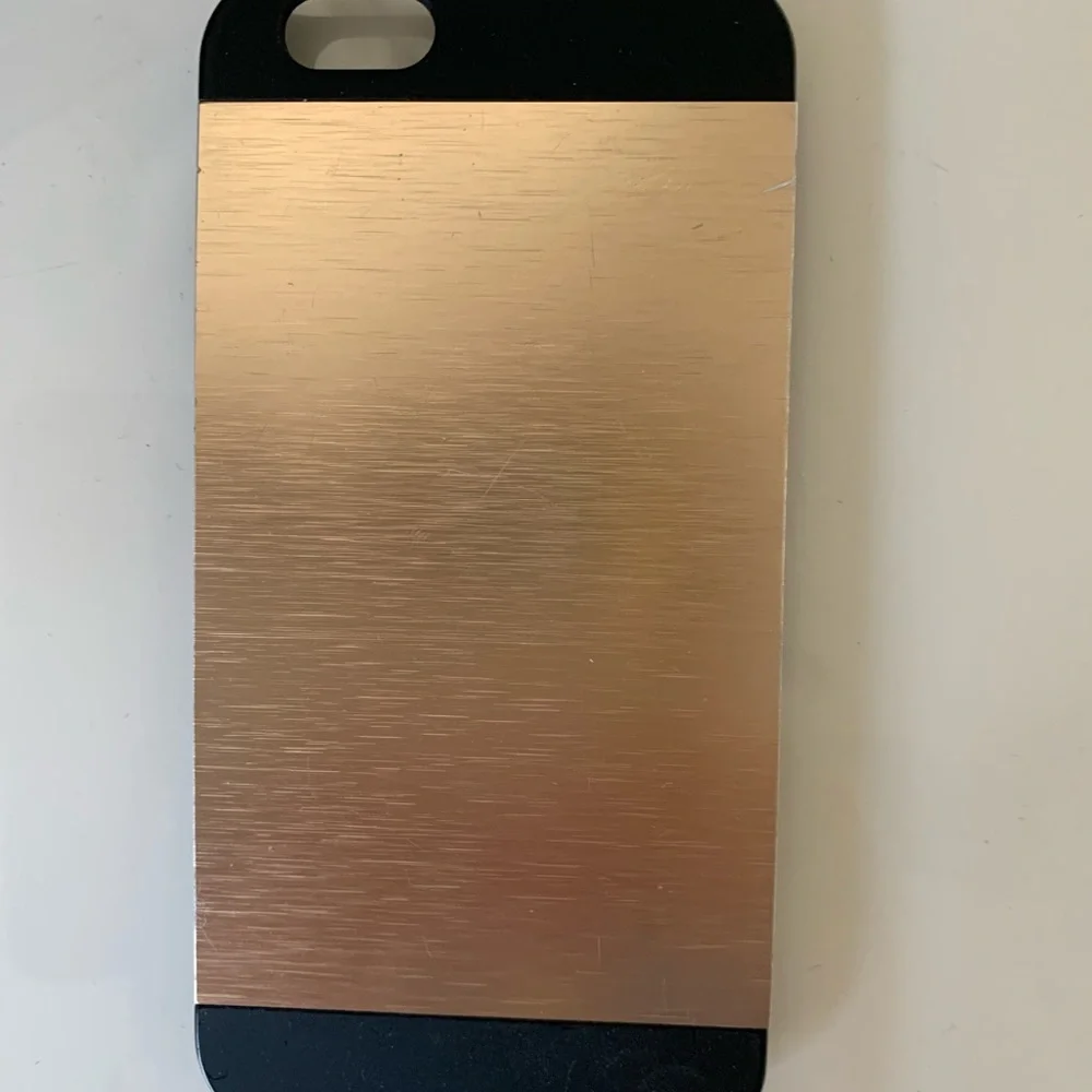 iPhone 6/6S phone case shiny gold metallic with black plastic GUC see pics